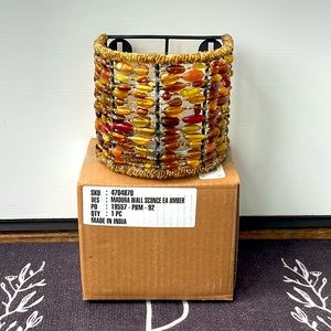 (3) Pottery Barn "Madura" Amber Beaded Wall Sconce Votive Candle Holder